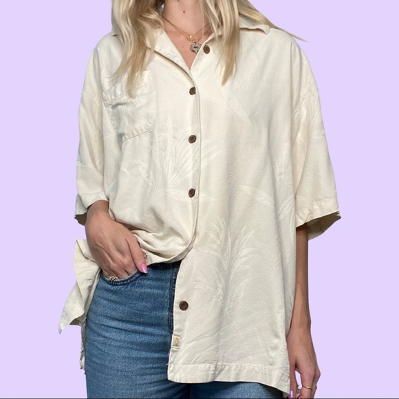Beige Tommy Bahama Hawaiian camp shirt - Picture 5 of 5